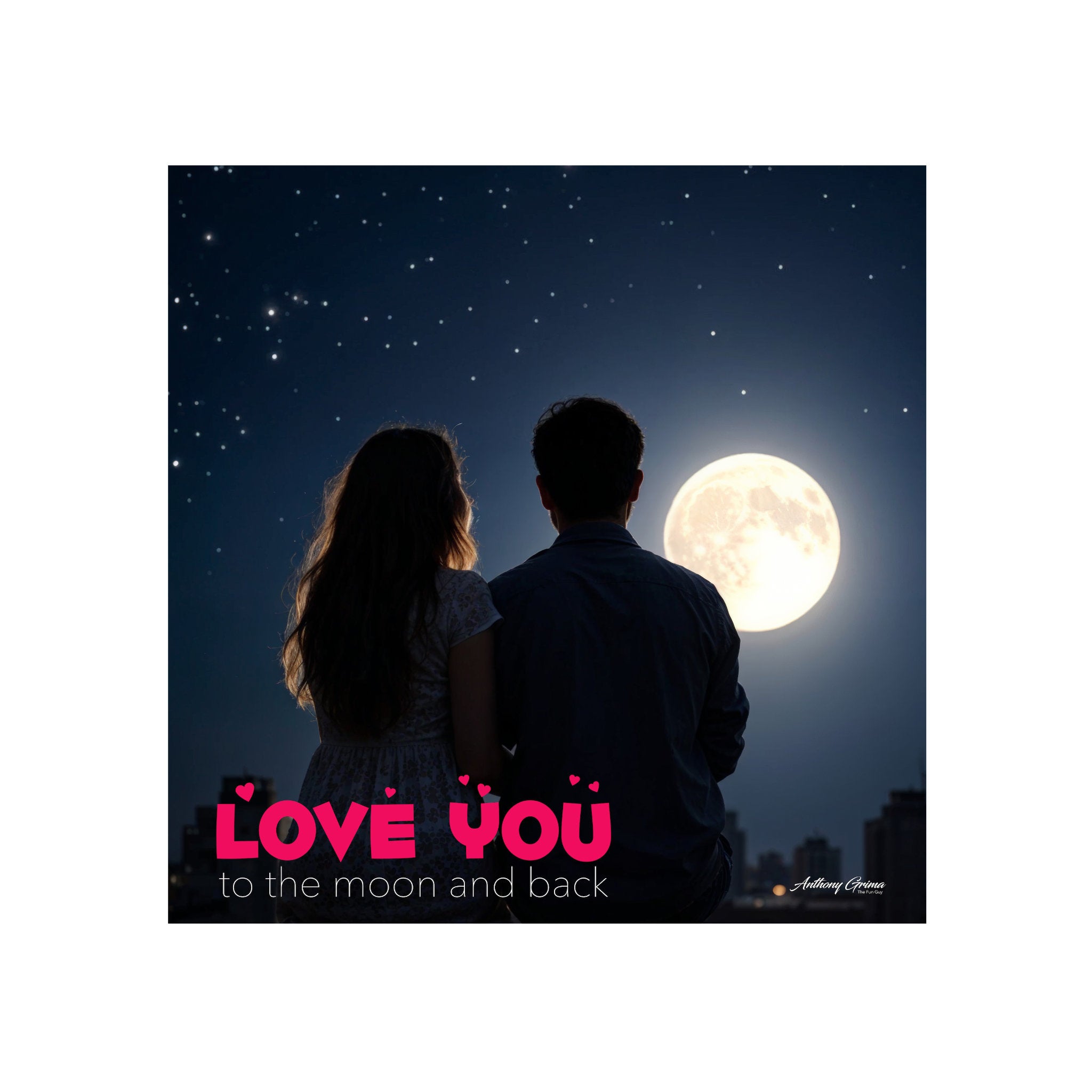 Love You - Moon & Back - Square Poster