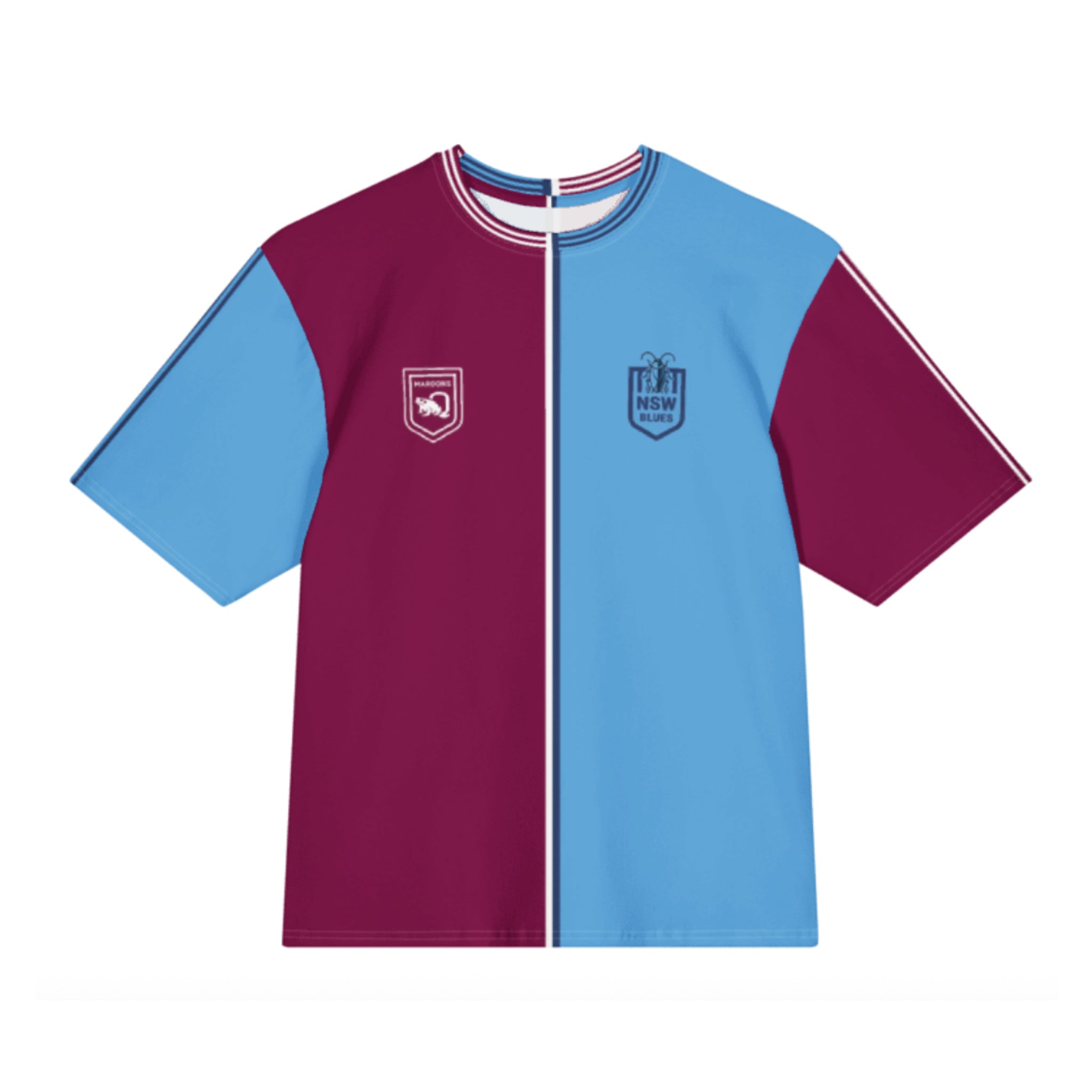 50/50 State of Origin Supporter - Fun Oversized Cotton T-shirt